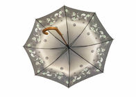 8 Platten-Polyester-hölzerner Stock-Regenschirm-schützendes Rohseide-UVBlumenmuster fournisseur