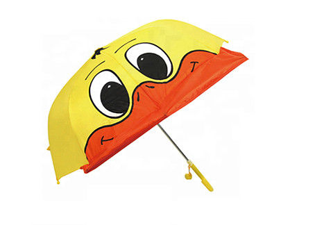Funktionieren gelber starker Rahmen-netter Kinderregenschirm kundengebundener Logo-Entwurf glatt leicht fournisseur