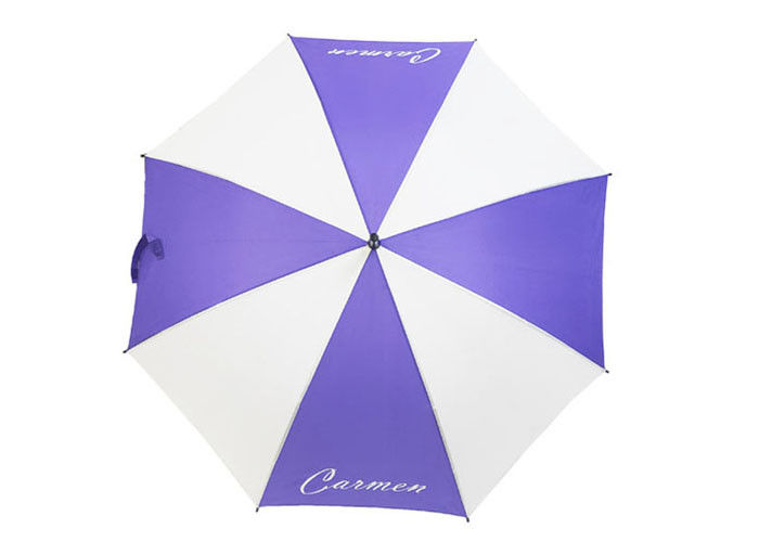 Purpurrotes Weiß druckte Metallwelle des Golf-Regenschirm-Plastikhaken-Griff-10mm fournisseur